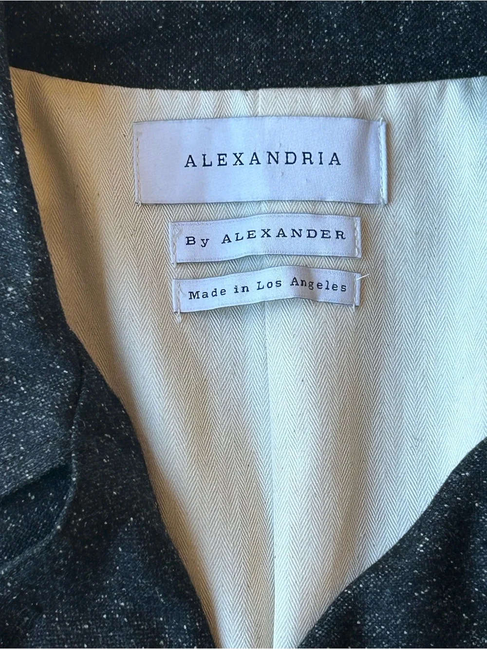 Alexandria Men’s Black Speckled Wool-Blend Double-Breasted Jacket Size Medium